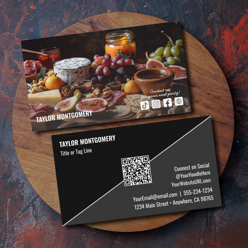 Catering Social Media QR Code Business Cards