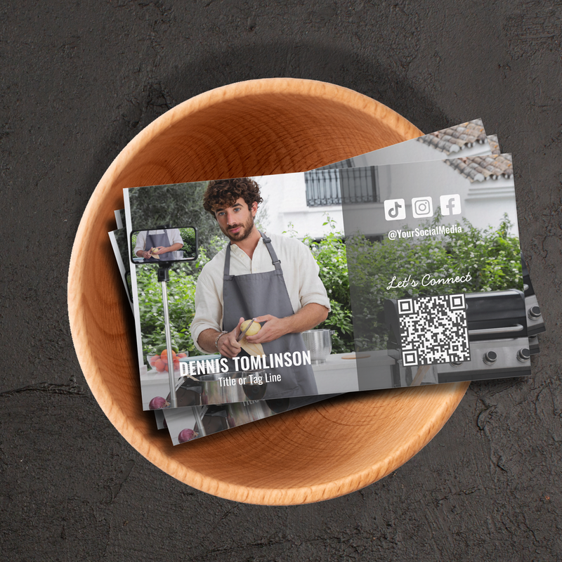 Chef Social Media QR Code Photo Business Cards