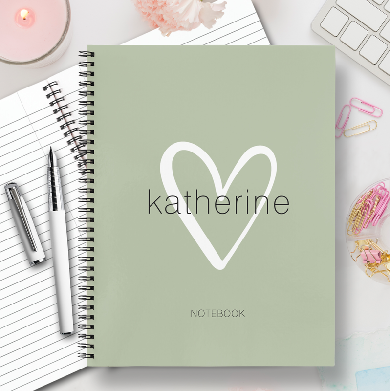 Chic Heart on Sage Green Notebook