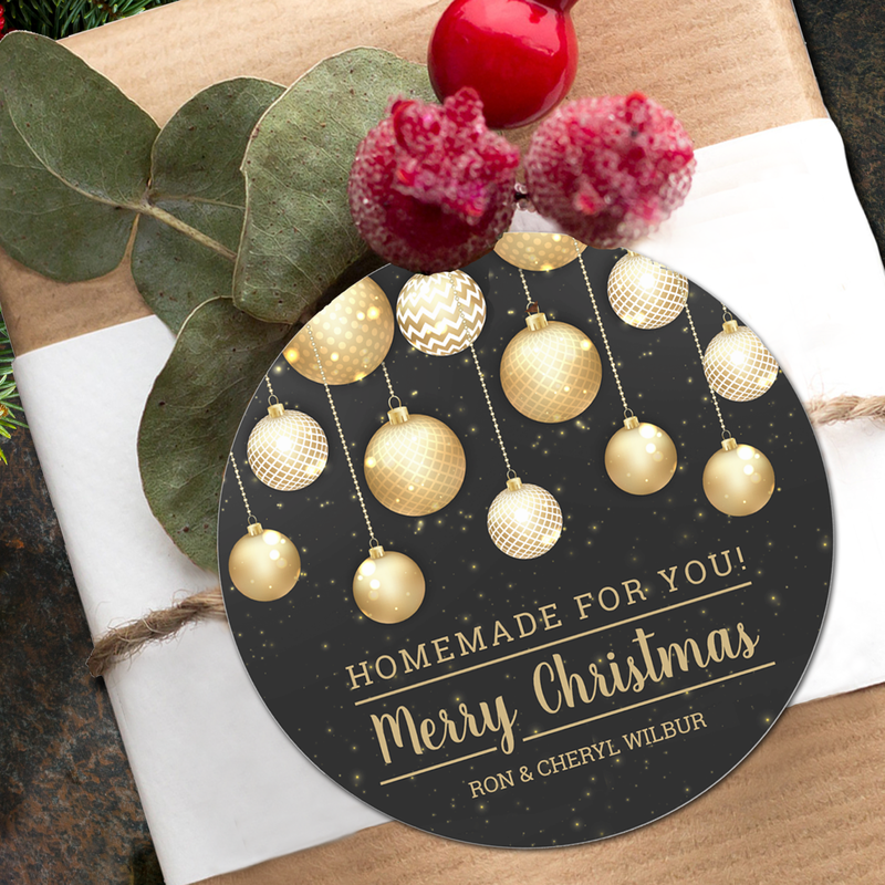 Christmas Black and Gold Homemade For You Classic Round Stickers