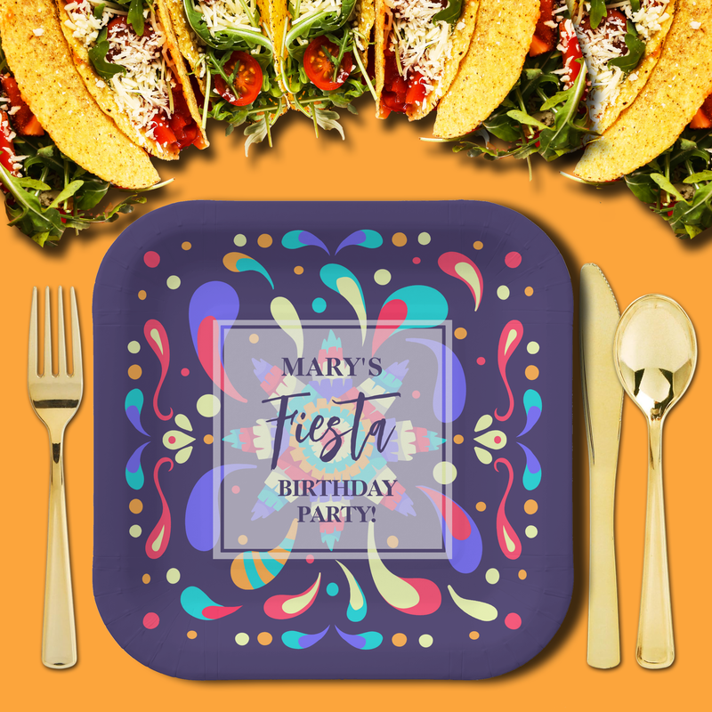 Colorful Fiesta Blue Paper Plates