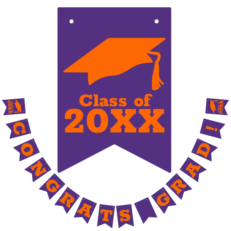 Congratulations Grad Orange on Purple Bunting Flags