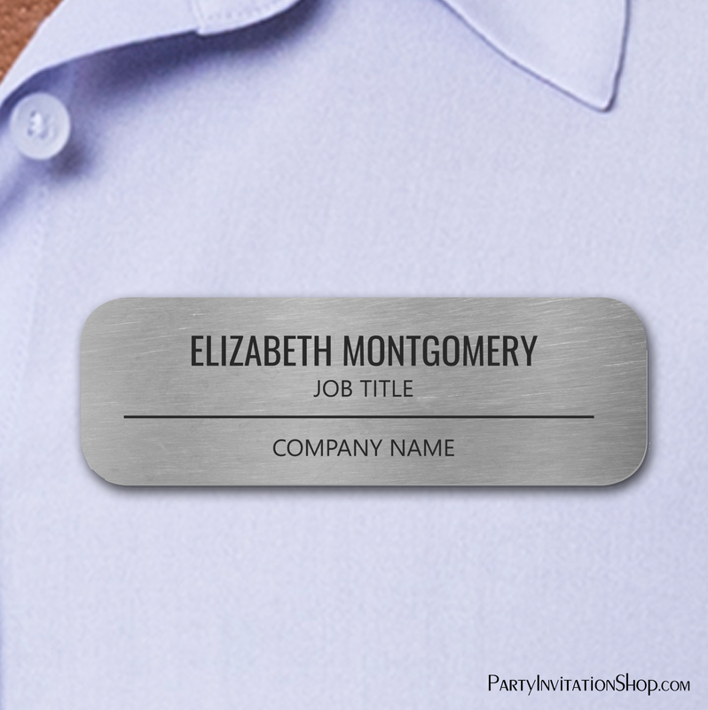 Corporate Professional Employee Faux Silver Name Tag