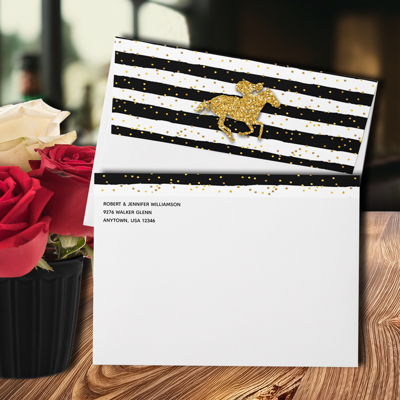Gold Race Horse Derby Bridal Shower EnvelopesPicture