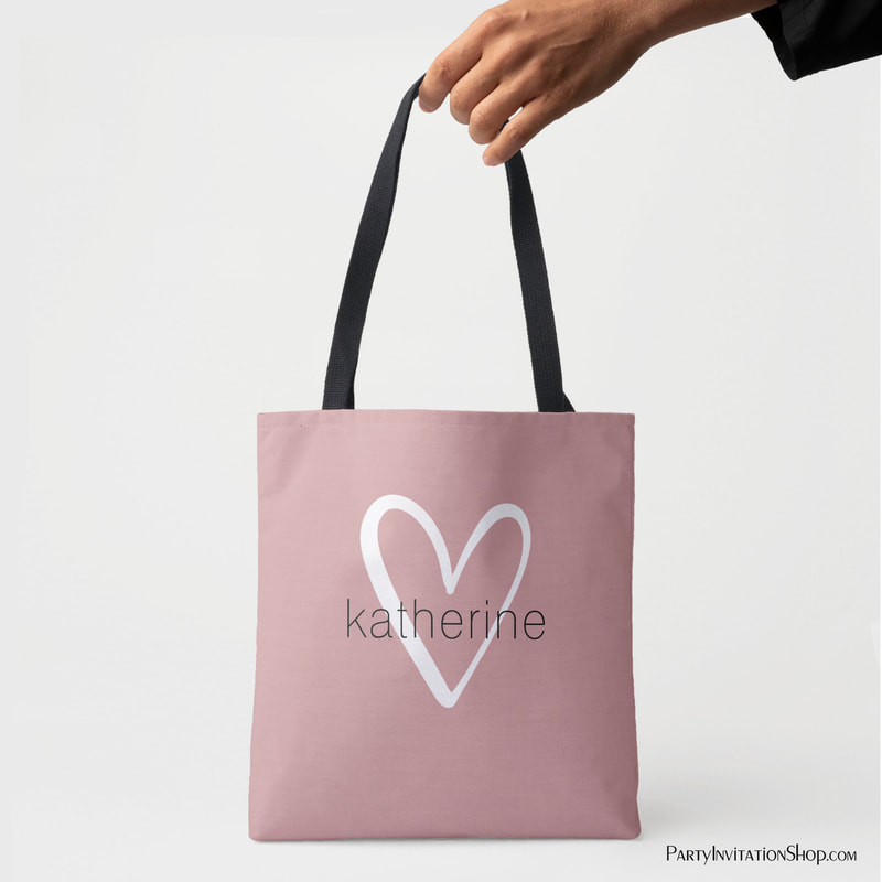 Chic Heart Personalized Dusty Pink Tote Bag