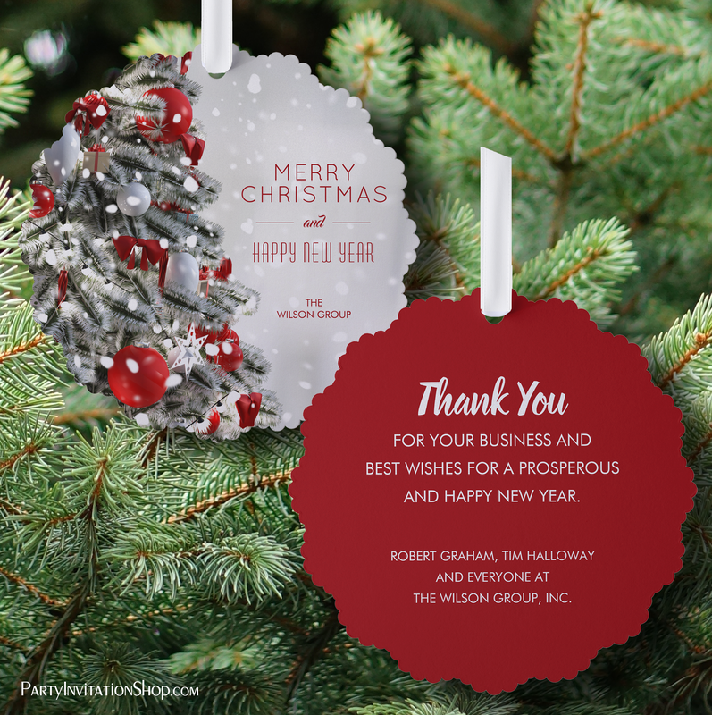 Elegant Christmas Tree Business Holiday Ornament Cards
