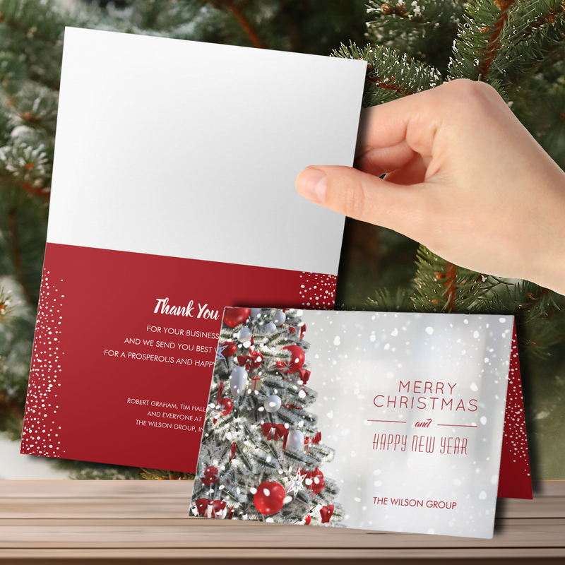 Elegant Christmas Tree Business Folded Holiday Cards