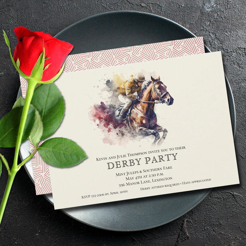 Elegant Race Horse Derby Party Invitations