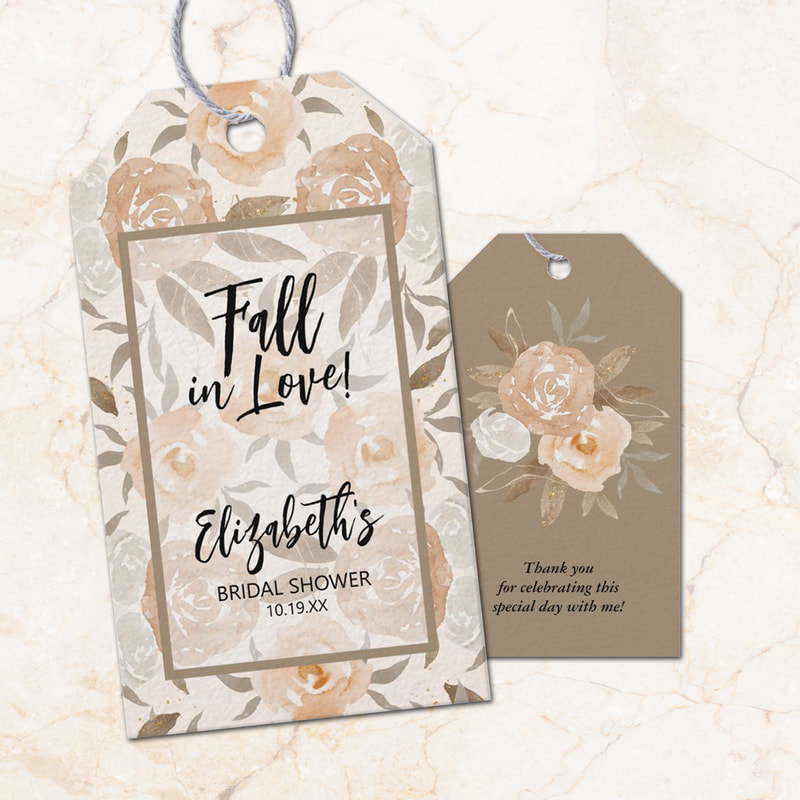 Fall in Love Autumn Floral Favor Gift Tags