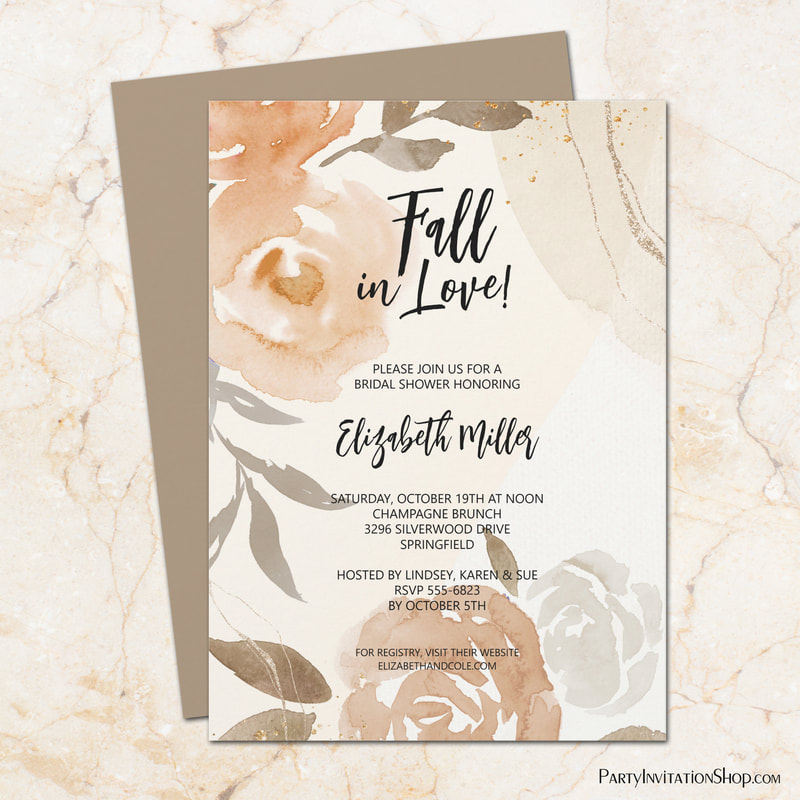 Fall in Love Floral Bridal Shower Invitations