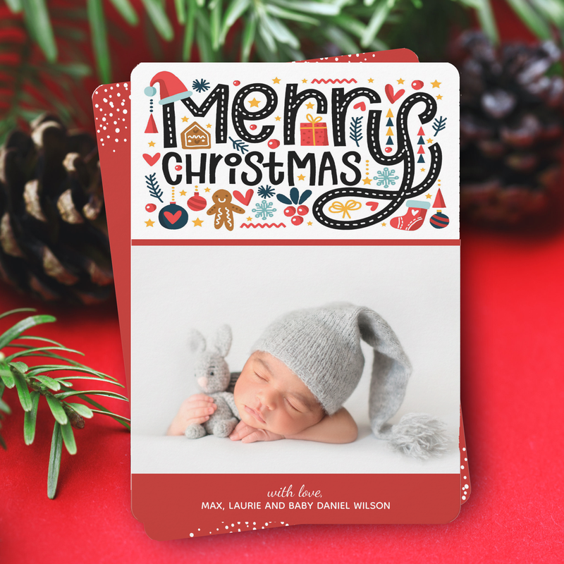 First MERRY CHRISTMAS Photo Birth Announcements