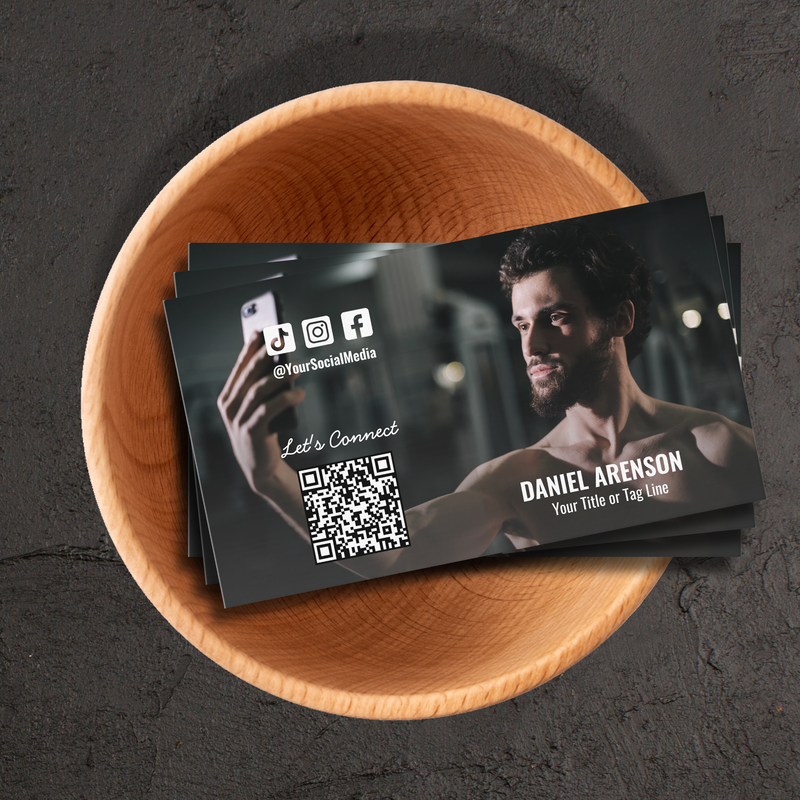 Fitness Social Media QR Code Photo Business Cards