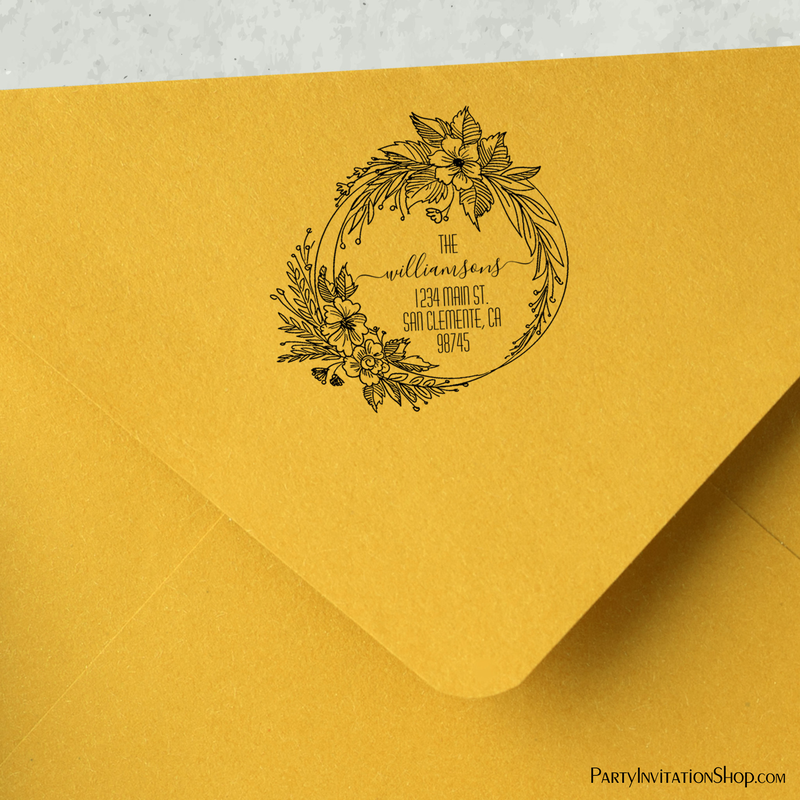 Floral Wreath Return Address Self-inking Stamp