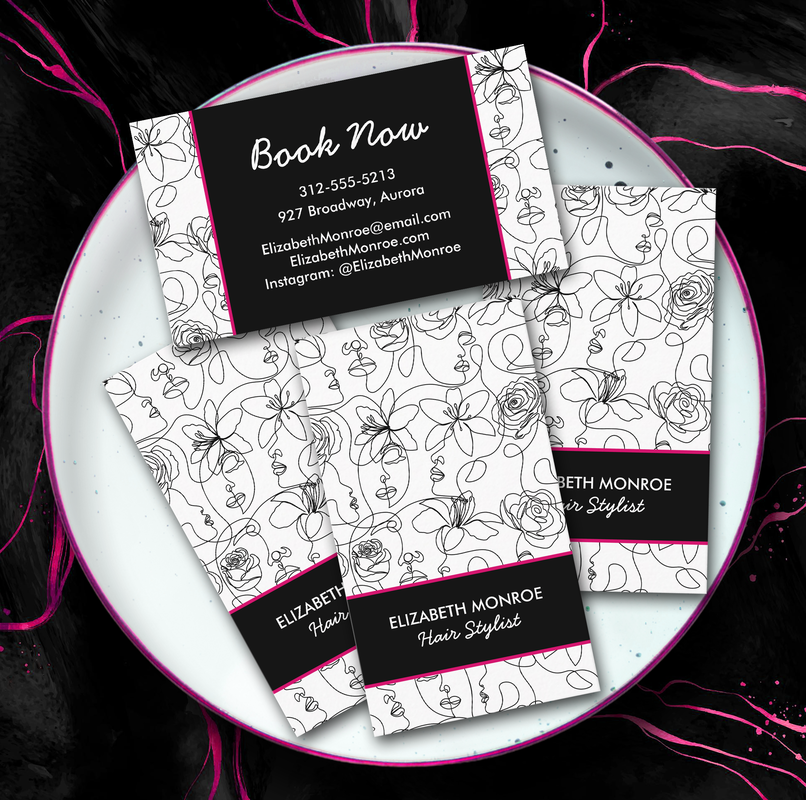 Flowers and Faces Hair Stylist Makeup Business Cards