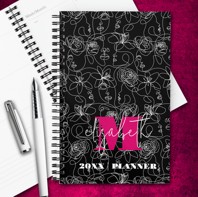 Flowers and Faces Monogrammed Planner