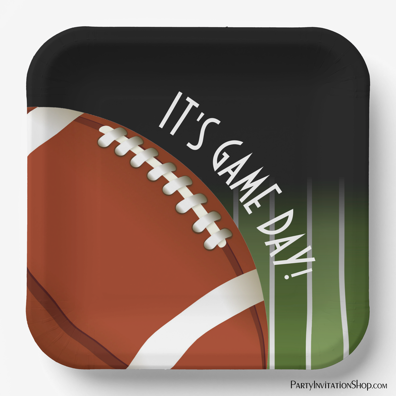 Football Field Game Day Square Paper Plates