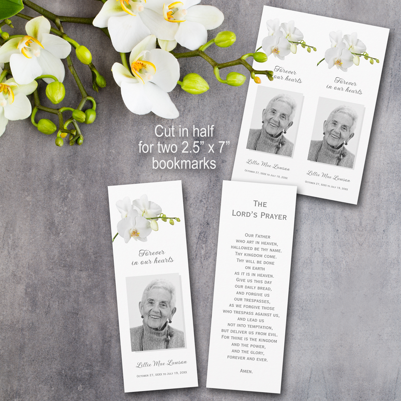 Simple Funeral Memorial Prayer Photo Bookmark Cards