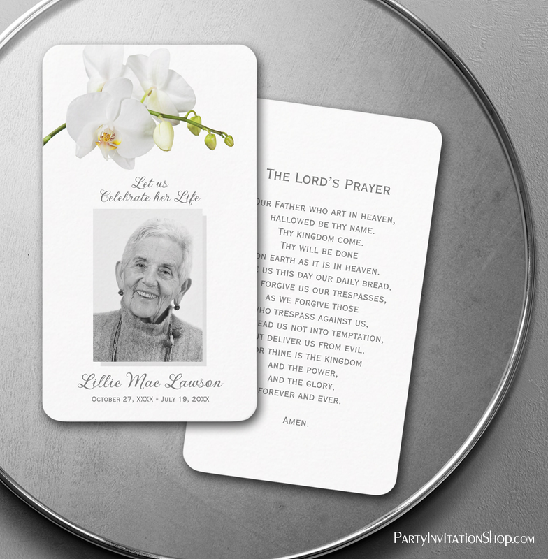 Simple Funeral Memorial Prayer Photo Cards