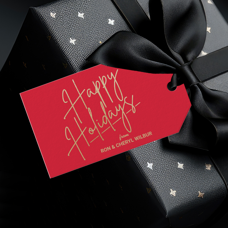 Gold Happy Holidays Luxe Red Gift Tags