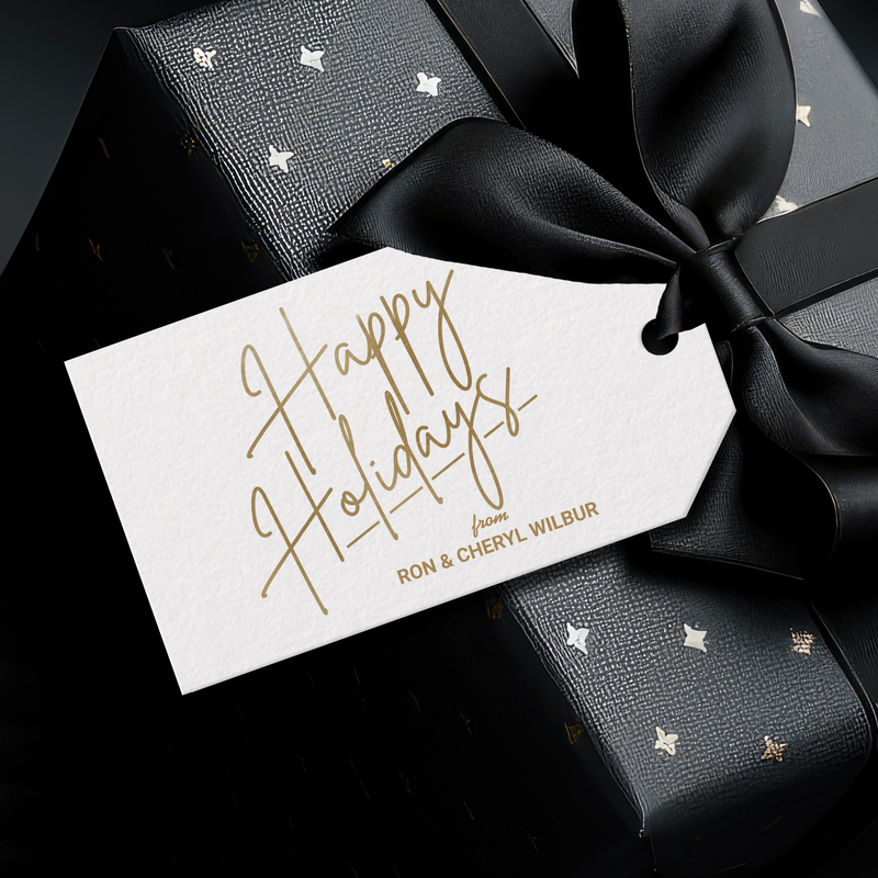 Gold Happy Holidays Luxe White Gift Tags