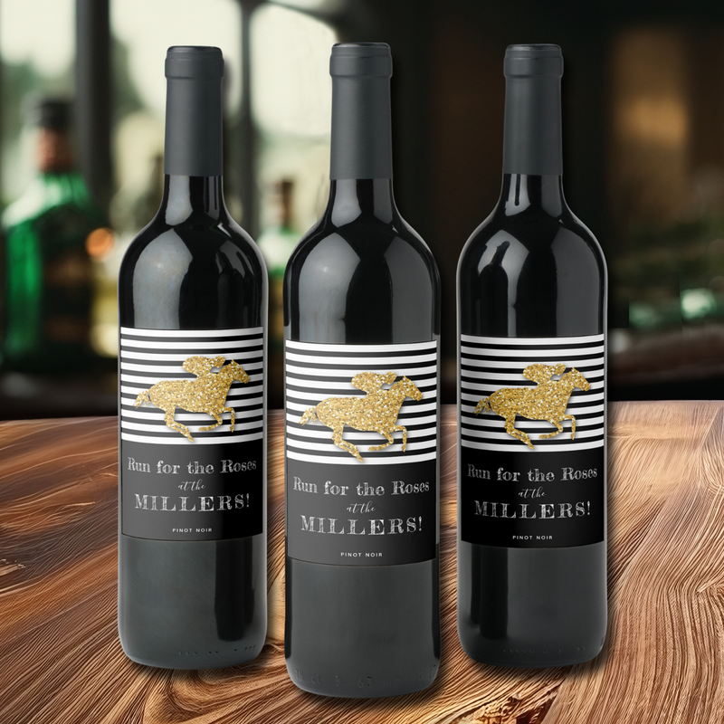 Gold Racehorse Derby Wine Labels