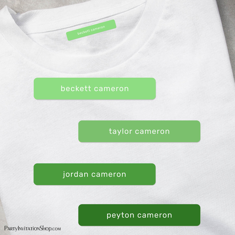 Green Kids Name Iron On Clothing Labels