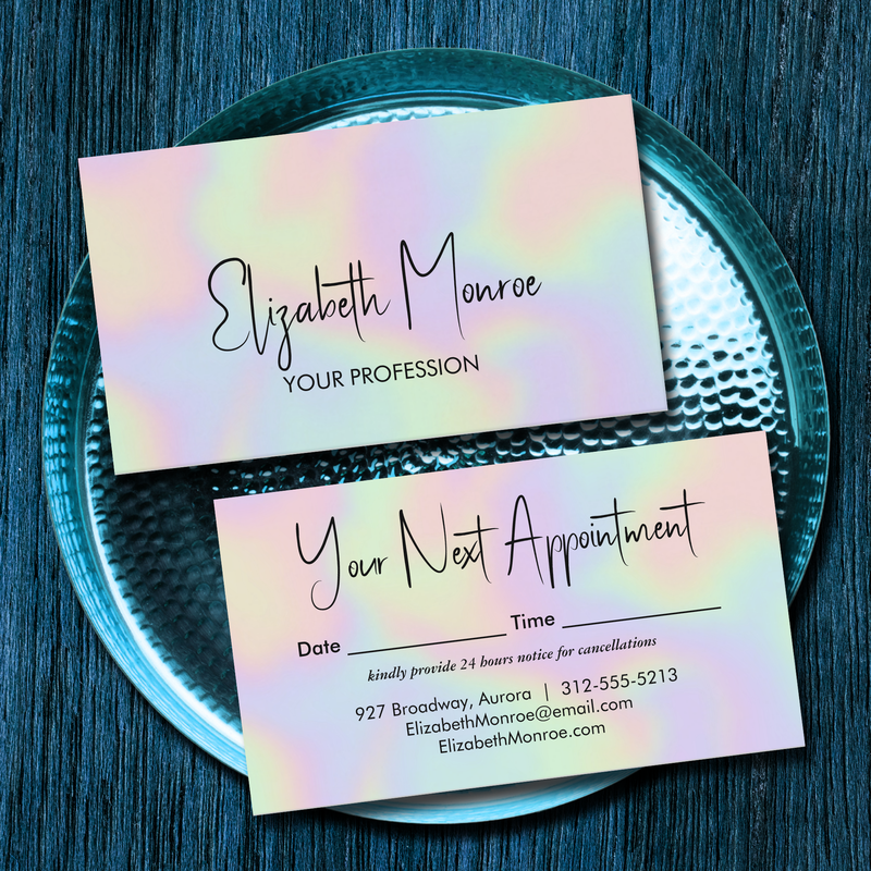 Holographic Opal Gemstone Appointment Cards