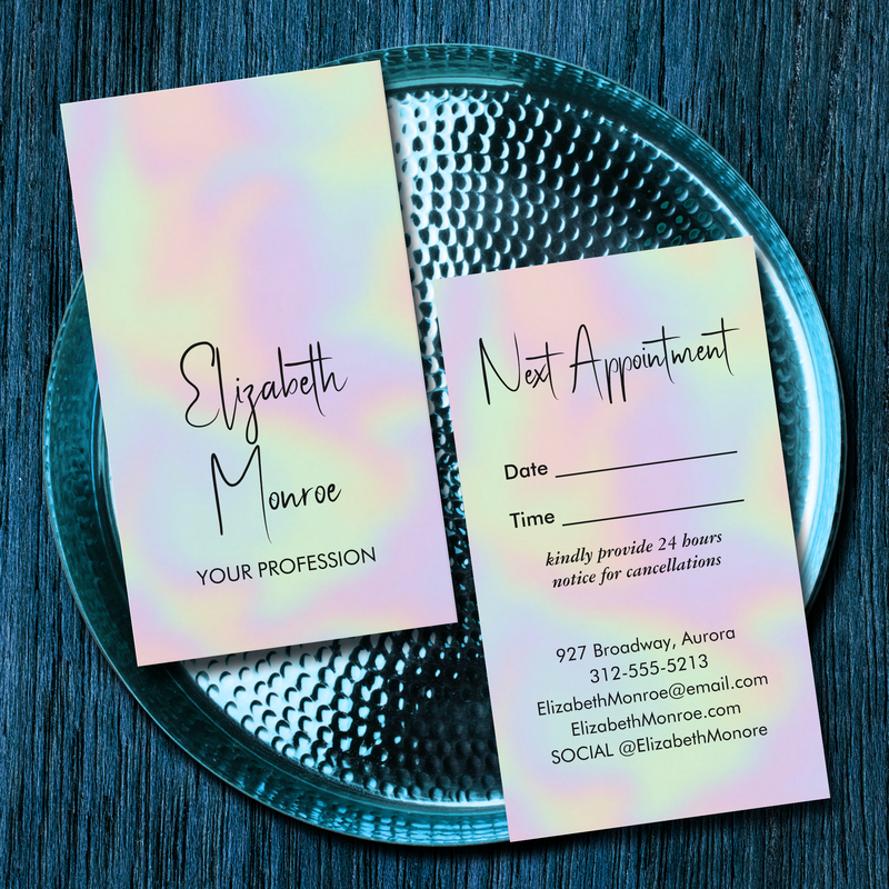 Holographic Opal Gemstone Appointment Cards
