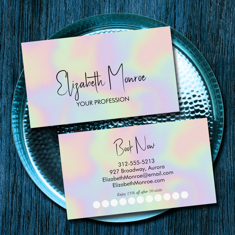 Holographic Opal Gemstone Loyalty Business Cards