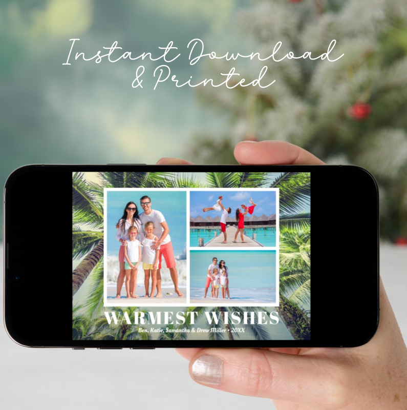 INSTANT DOWNLOAD Tropical Palm Trees Christmas Photo Holiday Cards