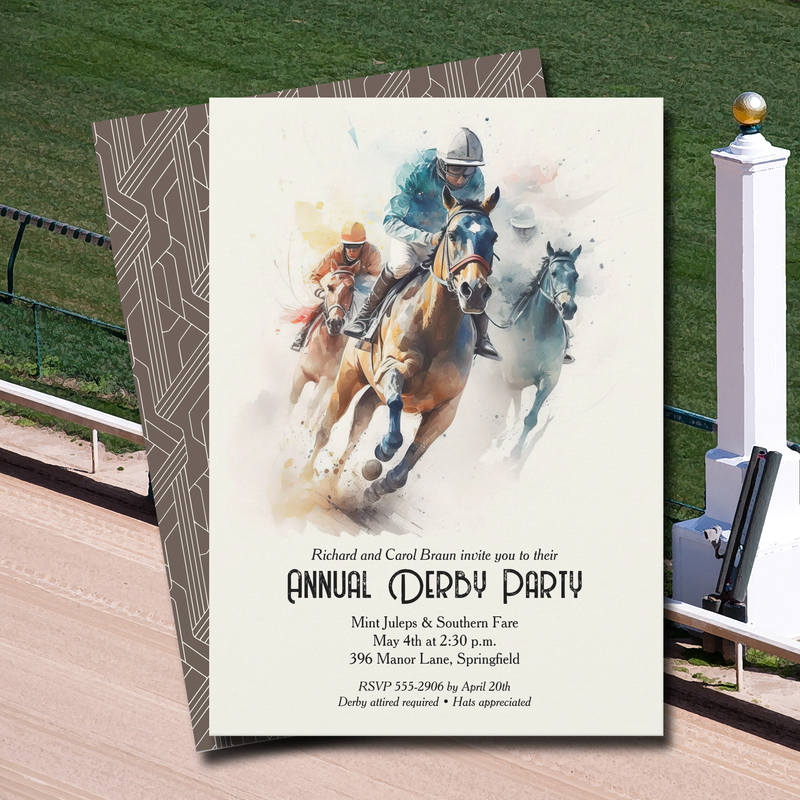 Derby Horses and Jockeys Party Invitation