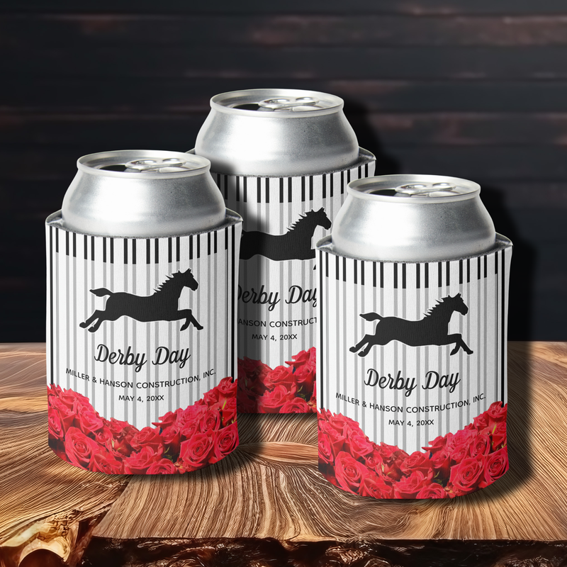 Red Roses Derby Racehorse Can Coolers