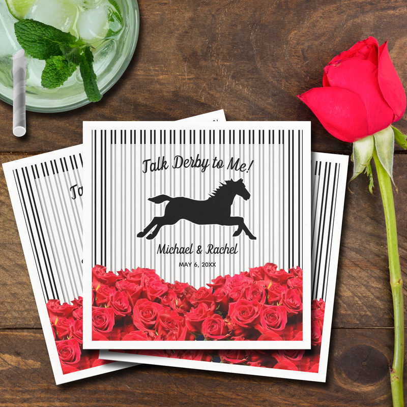 Horse Silhouette Red Roses Derby Party Napkins