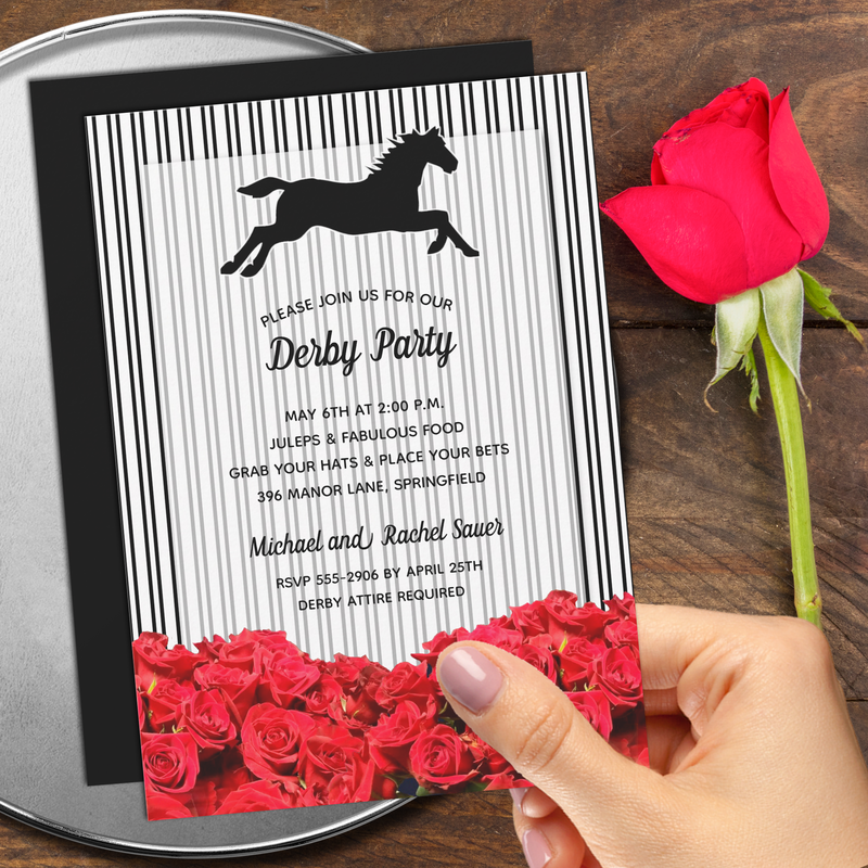 Red Roses Derby Horse Racing Party Invitations