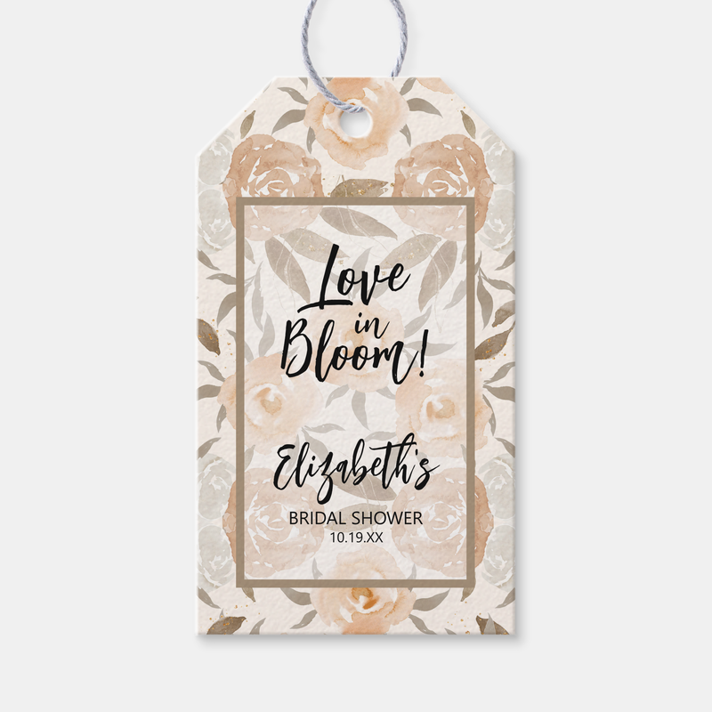 Love in Bloom Peach Floral Favor Gift Tags