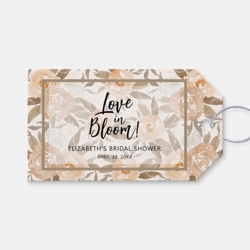 Love in Bloom Rustic Peach Floral Favor Gift Tags