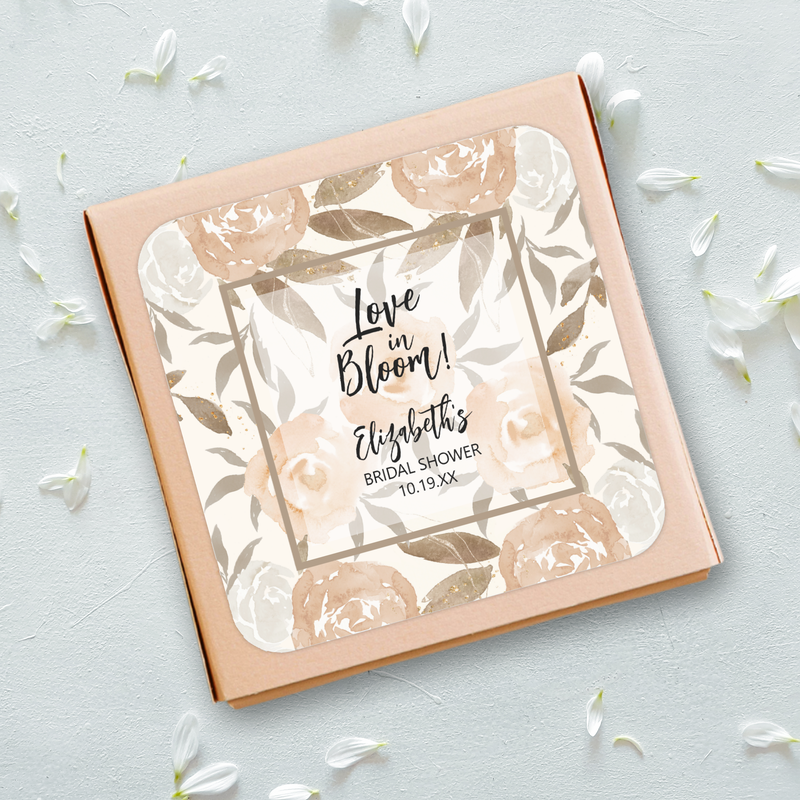 Love in Bloom Peach Floral Square Stickers
