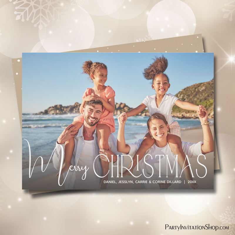 Merry Christmas Chic Script Photo Holiday Cards