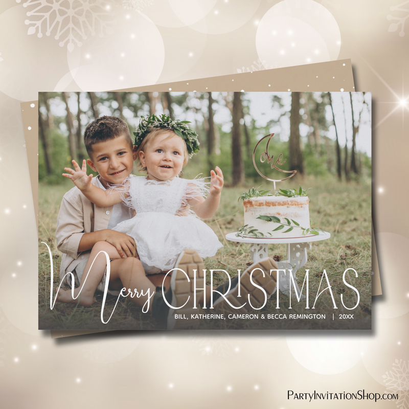 Merry Christmas Chic Script Photo Holiday Cards