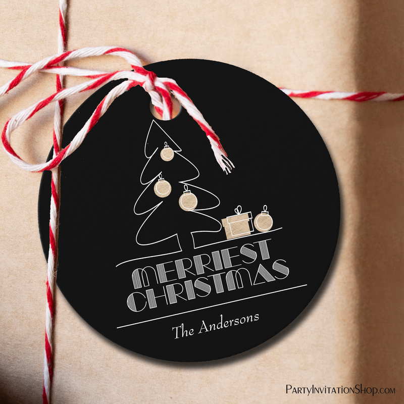 Merriest Christmas Black Party Favor Gift Tags