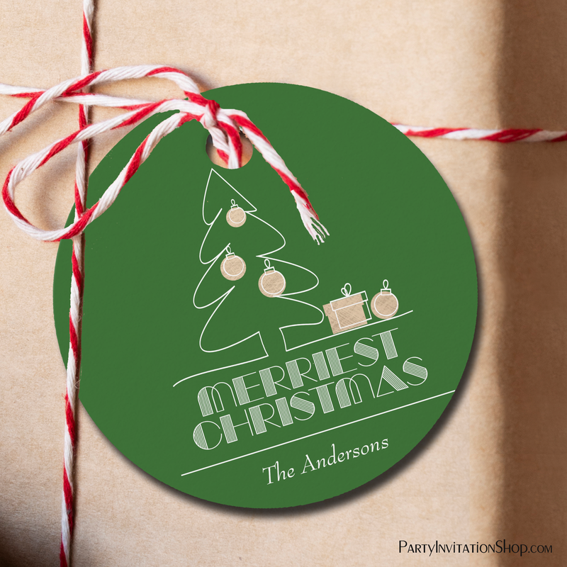 Merriest Christmas Green Party Favor Gift Tags