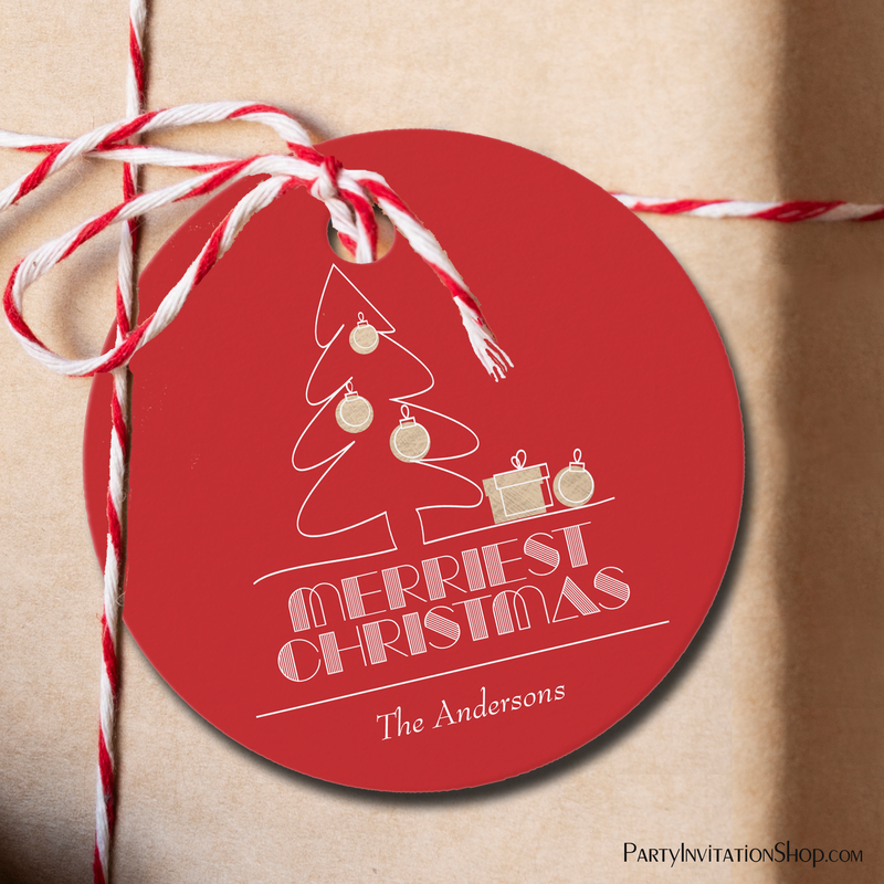 Merriest Christmas Red Party Favor Gift Tags