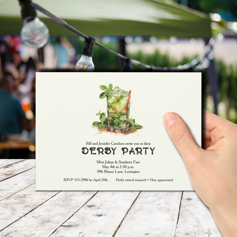 Watercolor Mint Julep Derby Invitations