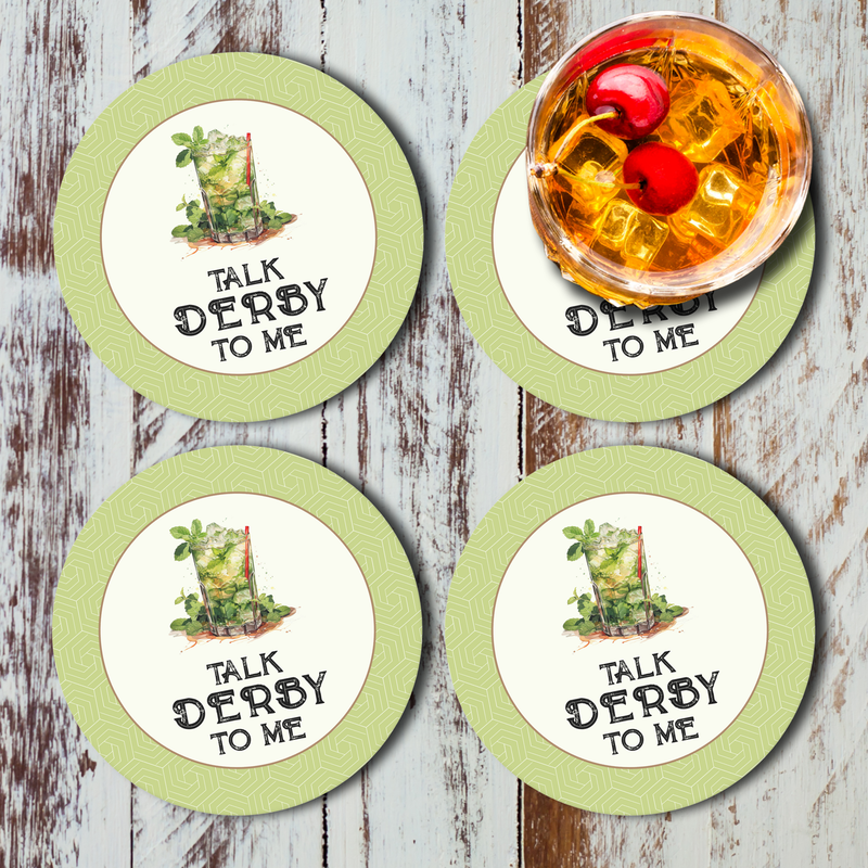 Mint Julep Kentucky Derby Party Round Paper Coasters