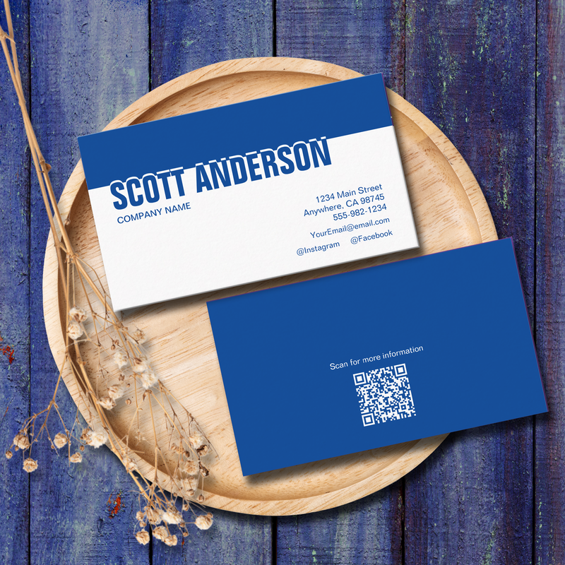 Modern Blue and White Social Media Business Card