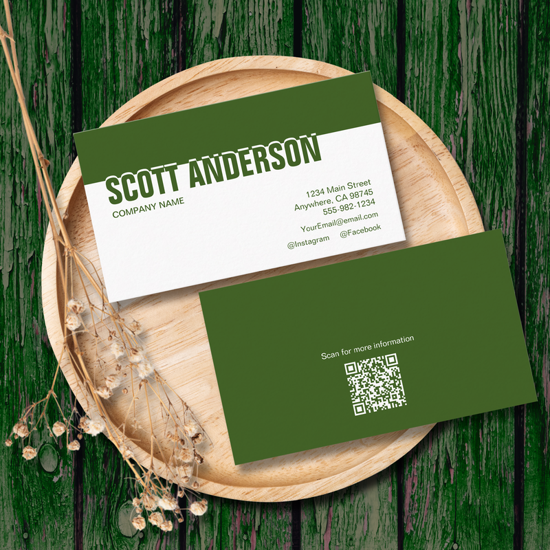 Modern Green and White Social Media Business Cards
