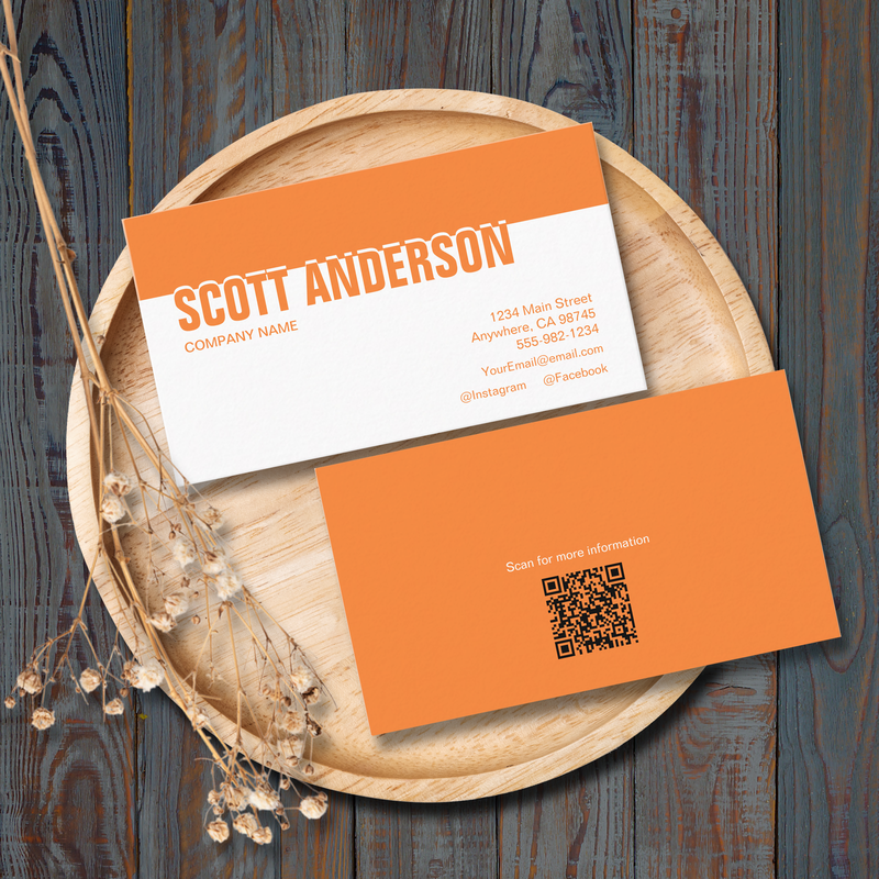 Modern Orange Social Media Business Cards