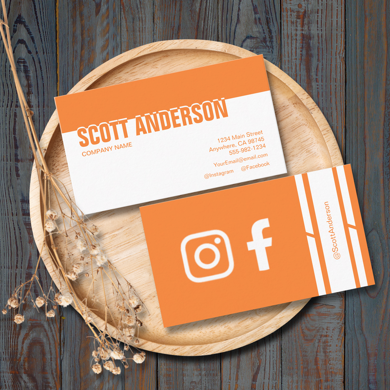 Orange Modern Social Media Business Cards