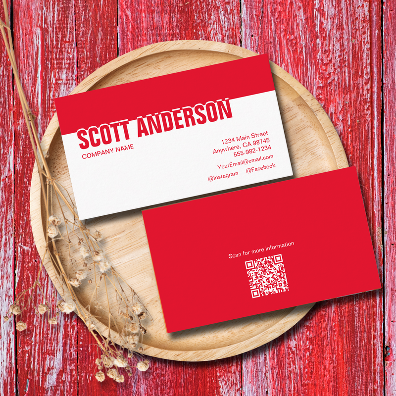 Modern Red and White Social Media Business Cards