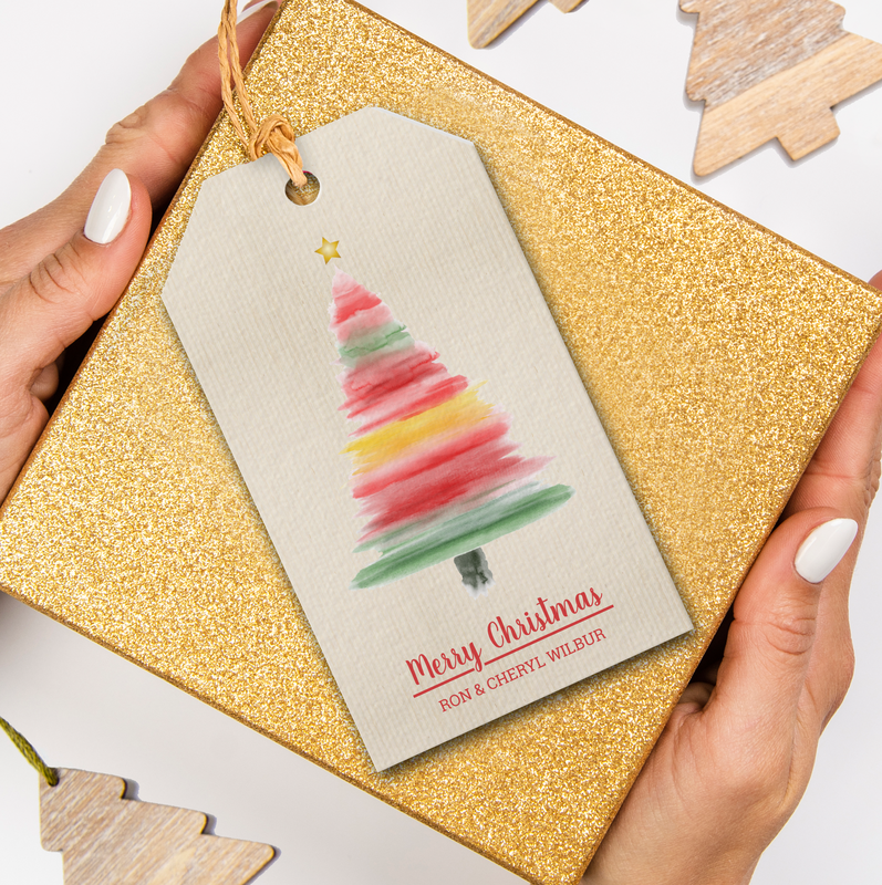 Modern Watercolor Christmas Tree Gift Tags